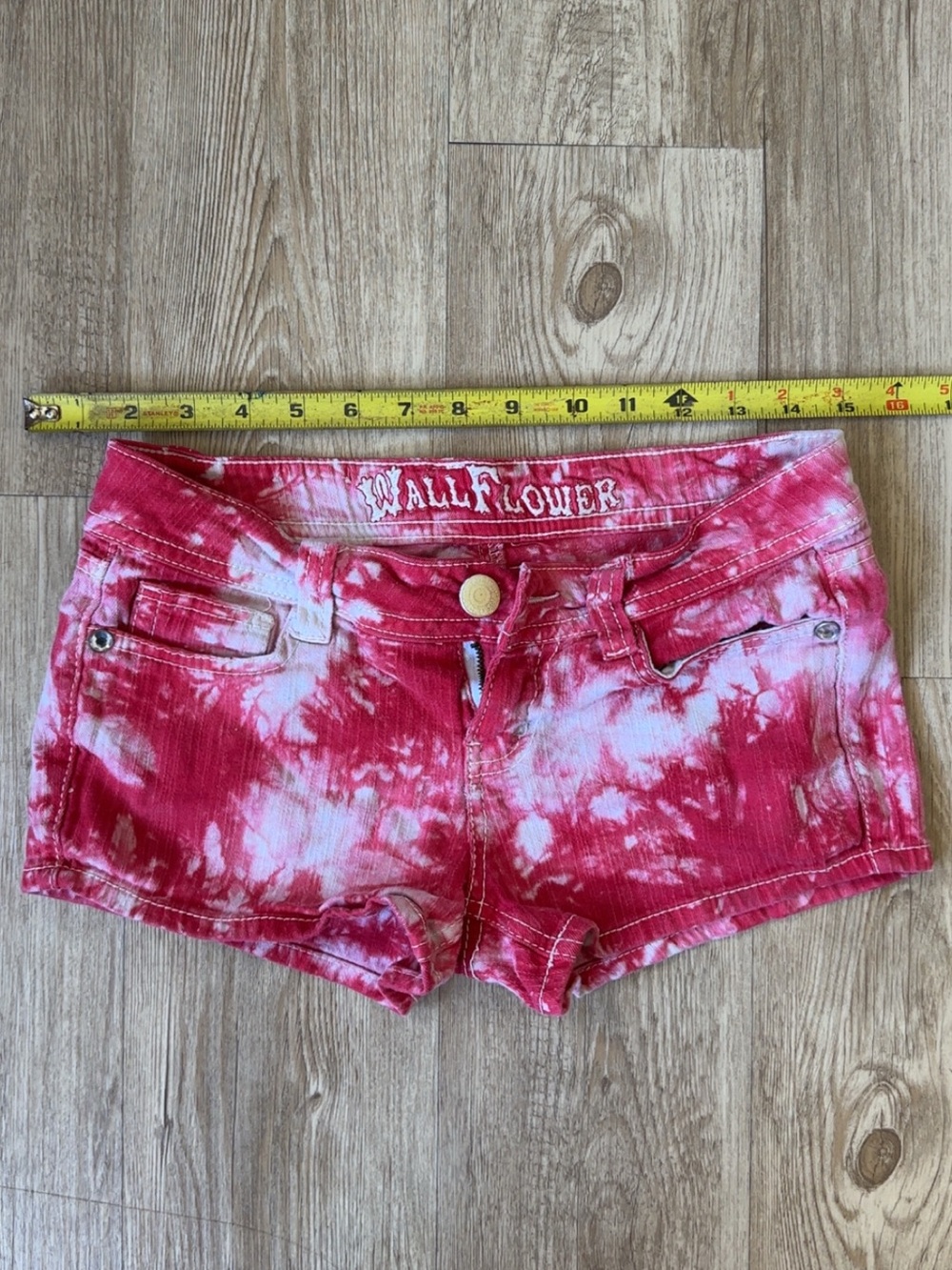 Wallflower Pink and White Tie-Dye Denim Shorts